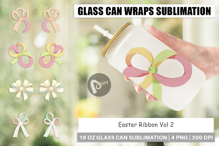 Glass Can Easter Ribbon
