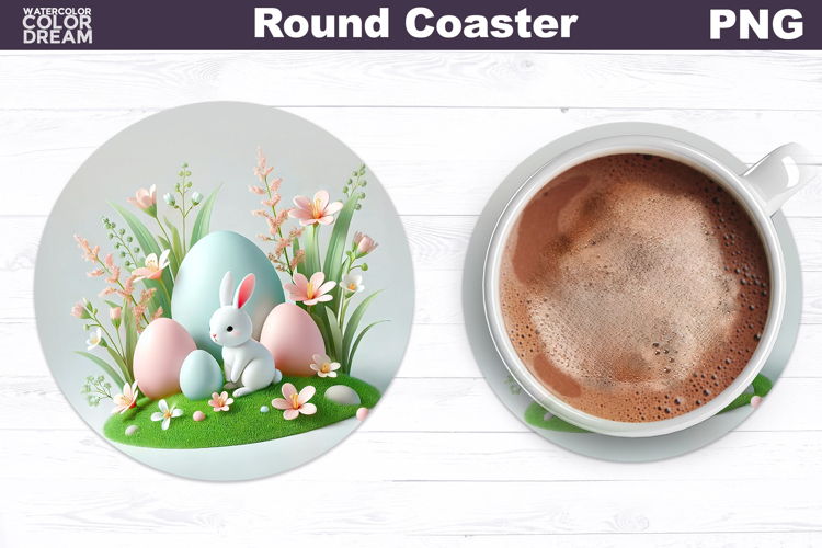 Cute Bunny Round Coaster | Easter Animal Coaster