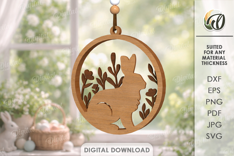 Easter Round Wall Ornament Laser Cut. Wall Decor SVG