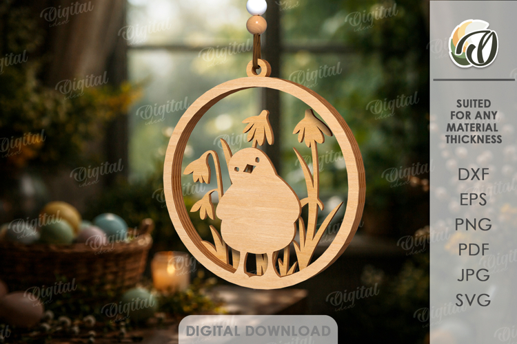 Easter Round Wall Ornament Laser Cut. Wall Decor SVG