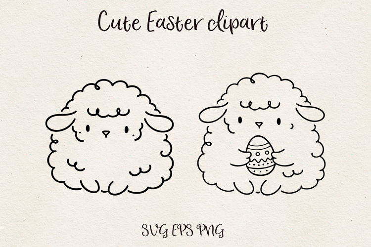 Cute Easter Sheep Clipart SVG PNG EPS Lamb Easter Egg Spring
