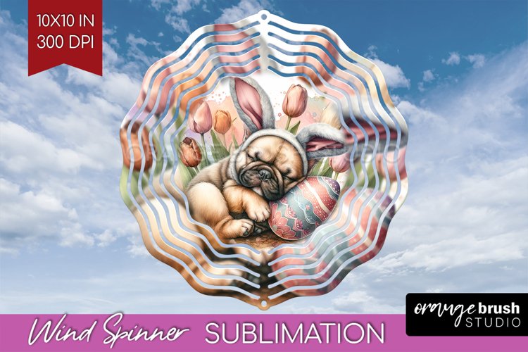 Easter Dog Wind Spinner Sublimation PNG - Cute Puppy Round