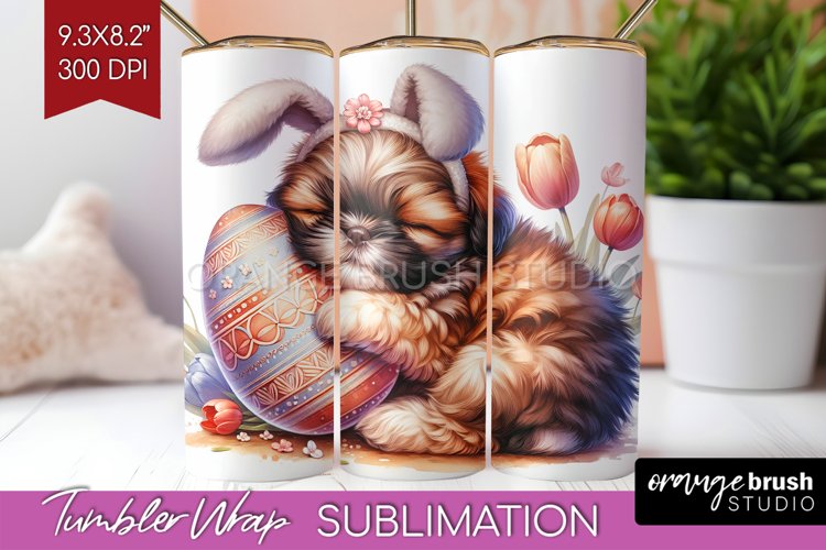 Easter Dog Tumbler Wrap - Cute Puppy Tumbler PNG Sublimation