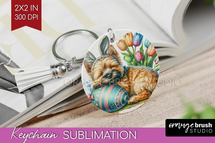 Easter Dog Keychain PNG - Cute Puppy Keychain Sublimation