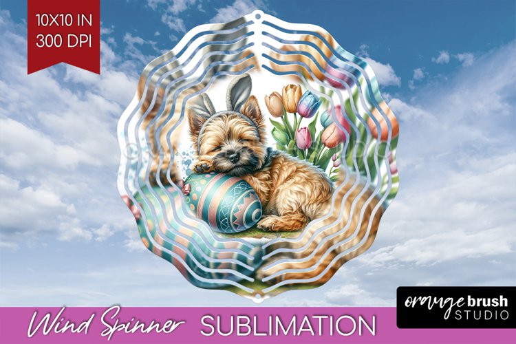 Easter Dog Wind Spinner Sublimation PNG - Cute Puppy Round