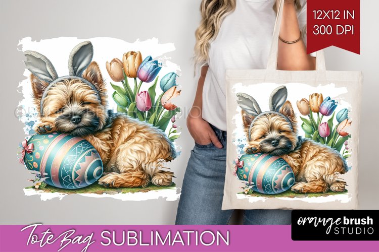 Easter Dog Tote Bag - Cute Puppy Tote Bag PNG Sublimation