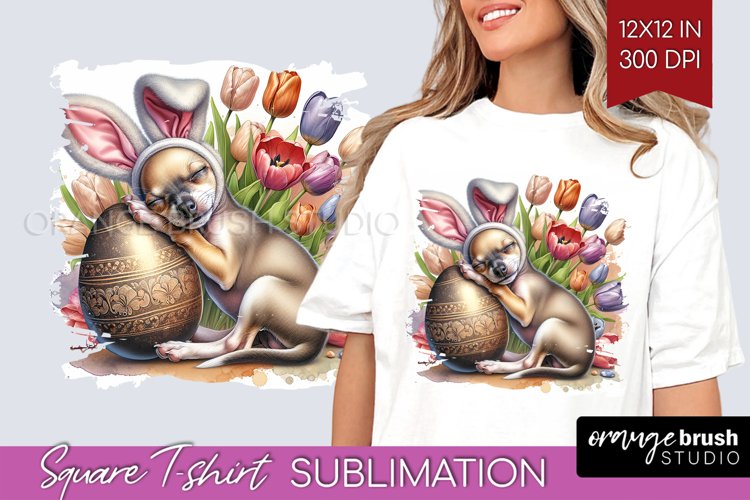 Easter Dog Square Tshirt Background - Cute Puppy PNG
