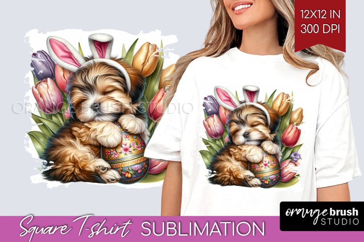 Easter Dog Square Tshirt Background - Cute Puppy PNG