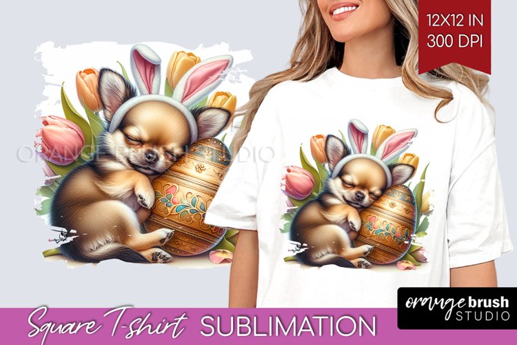 Easter Dog Square Tshirt Background - Cute Puppy PNG
