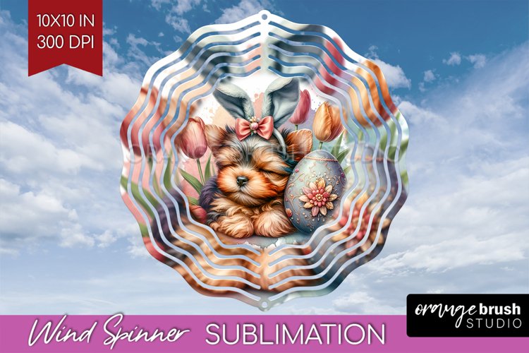 Easter Dog Wind Spinner Sublimation PNG - Cute Puppy Round