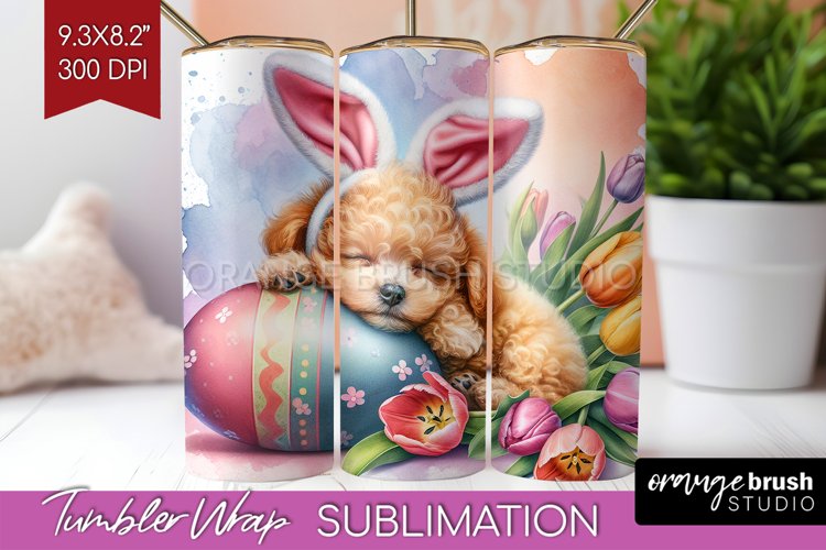 Easter Dog Tumbler Wrap - Cute Puppy Tumbler PNG Sublimation