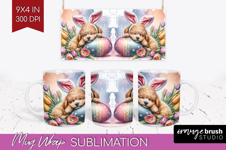 Easter Dog Mug Wrap - Cute Puppy Mug PNG Sublimation