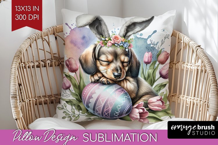 Easter Dog Pillow Sublimation - Cute Puppy Pillow Cover PNG