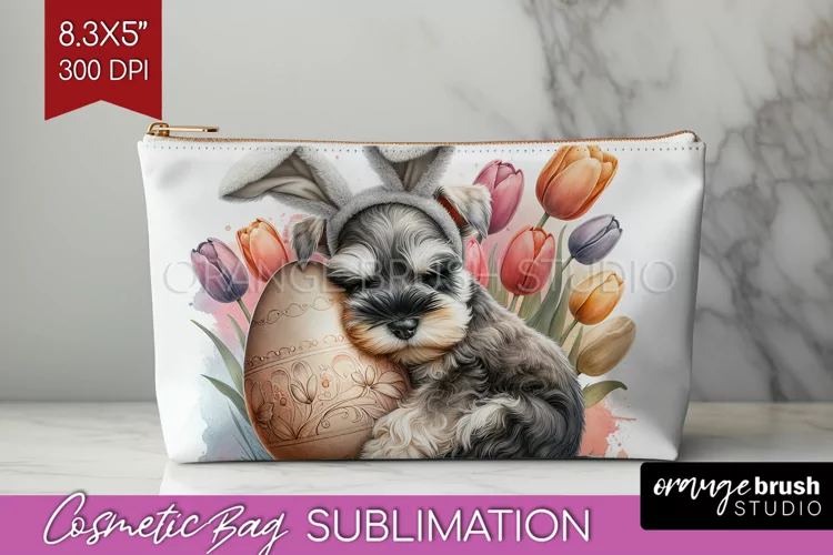Easter Dog Cosmetic Bag - Cute Puppy Makeup Bag PNG