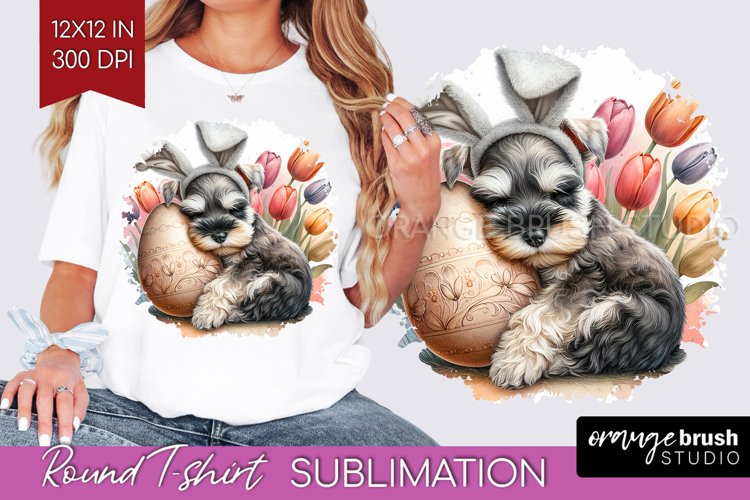 Easter Dog Round Tshirt Background - Cute Puppy PNG