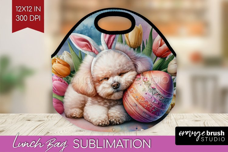 Easter Dog Lunch Bag - Cute Puppy Lunch Bug PNG Sublimation