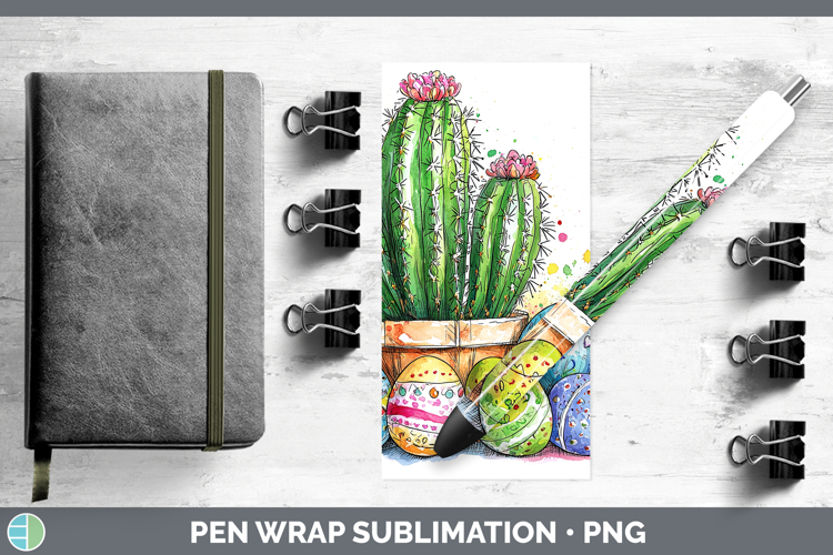 Easter Splash Cactus Pen Wrap Sublimation Pen Designs