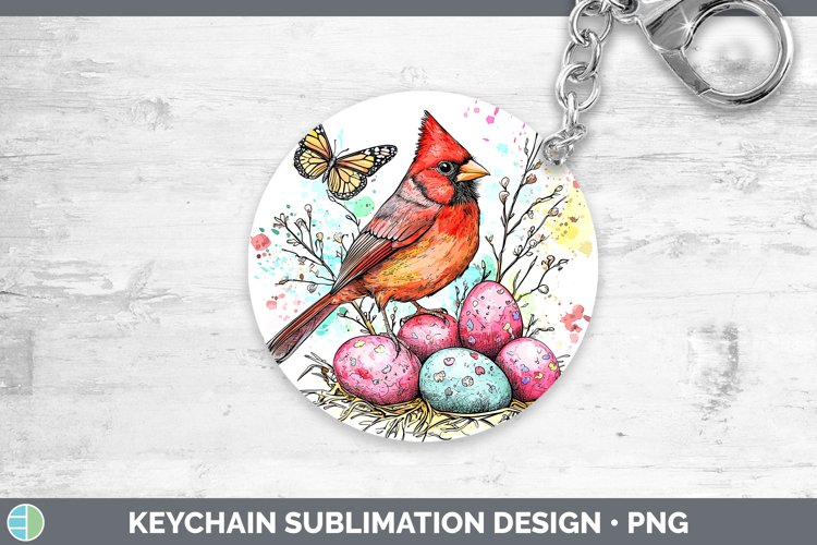 Easter Splash Cardinal Keychain Sublimation Keyring Designs