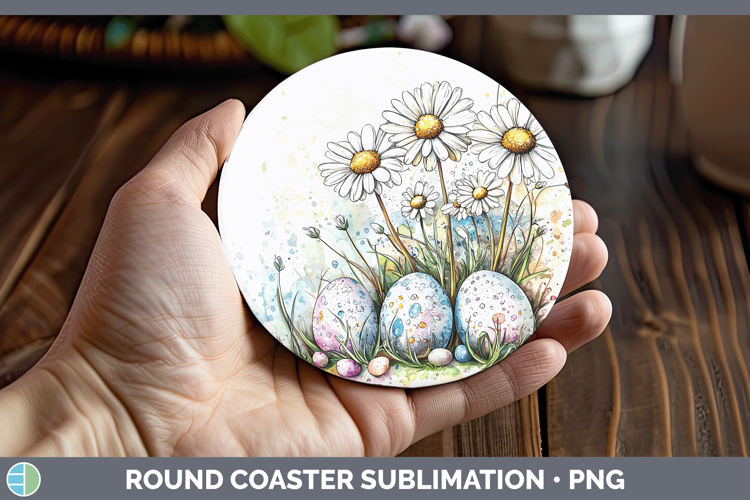 Easter Splash Daisies Round Coaster Sublimation Coaster Desi