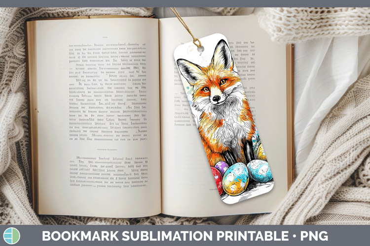 Easter Splash Fox Bookmark Sublimation Printable Designs