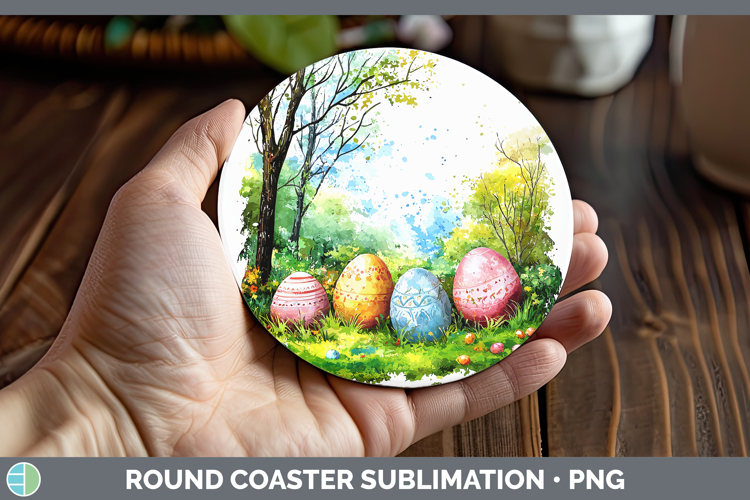 Easter Splash Landscape Round Coaster Sublimation Coaster De