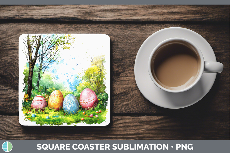 Easter Splash Landscape Square Coaster Sublimation Coaster D