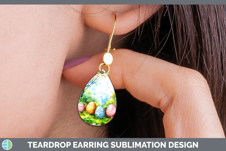 Easter Splash Landscape Teardrop Earrings Sublimation Earrin