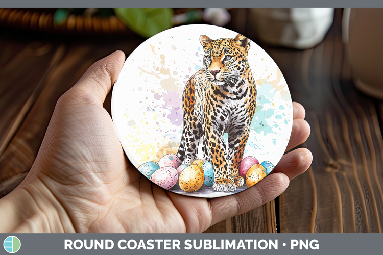 Easter Splash Leopard Round Coaster Sublimation Coaster Desi
