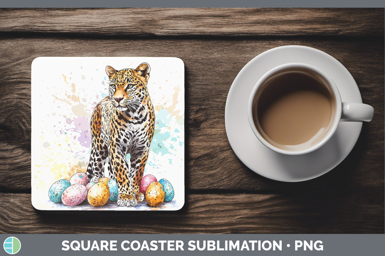 Easter Splash Leopard Square Coaster Sublimation Coaster Des