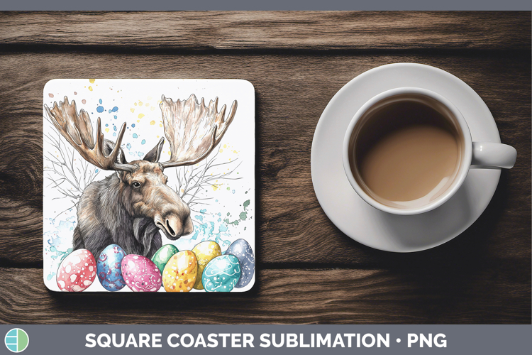 Easter Splash Moose Square Coaster Sublimation Coaster Desig