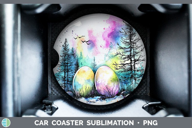 Easter Splash Northern Lights Car Coaster Sublimation Desig