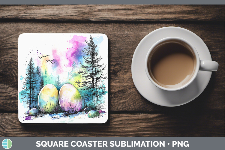 Easter Splash Northern Lights Square Coaster Sublimation Coa