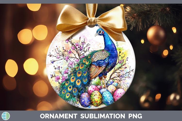Easter Splash Peacock Ornament Sublimation Bauble Designs
