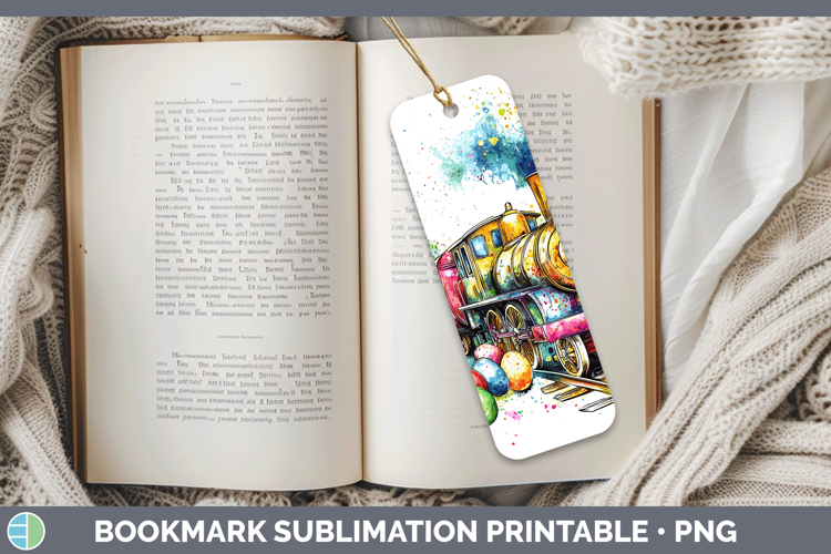 Easter Splash Train Bookmark Sublimation Printable Designs