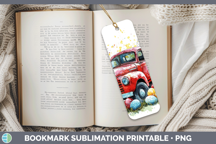 Easter Splash Vintage Truck Bookmark Sublimation Printable D