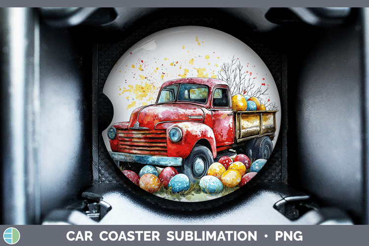 Easter Splash Vintage Truck Car Coaster Sublimation Designs