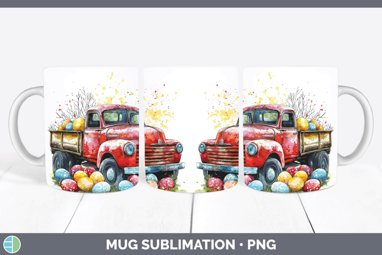Easter Splash Vintage Truck Mug Wrap Sublimation Coffee Cup