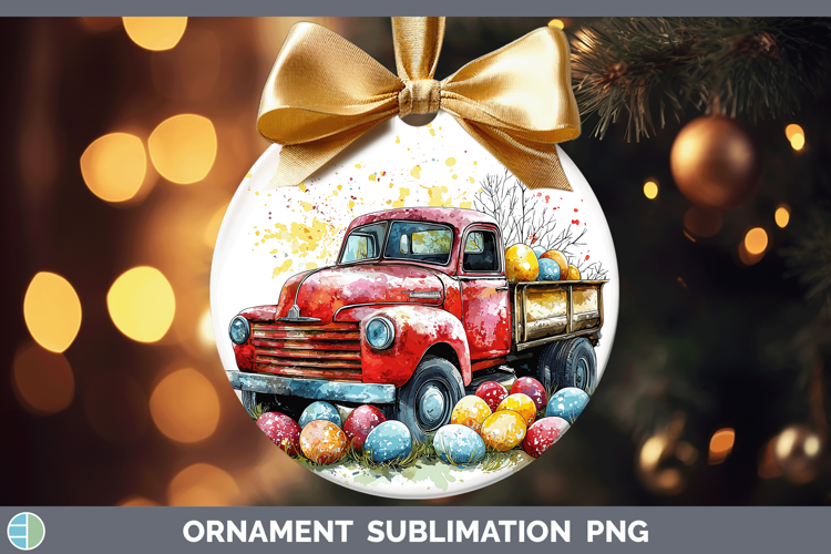 Easter Splash Vintage Truck Ornament Sublimation Bauble Desi