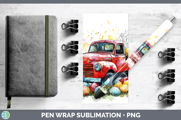 Easter Splash Vintage Truck Pen Wrap Sublimation Pen Designs