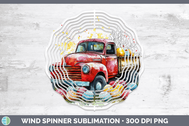 Easter Splash Vintage Truck Wind Spinner Sublimation Spinner