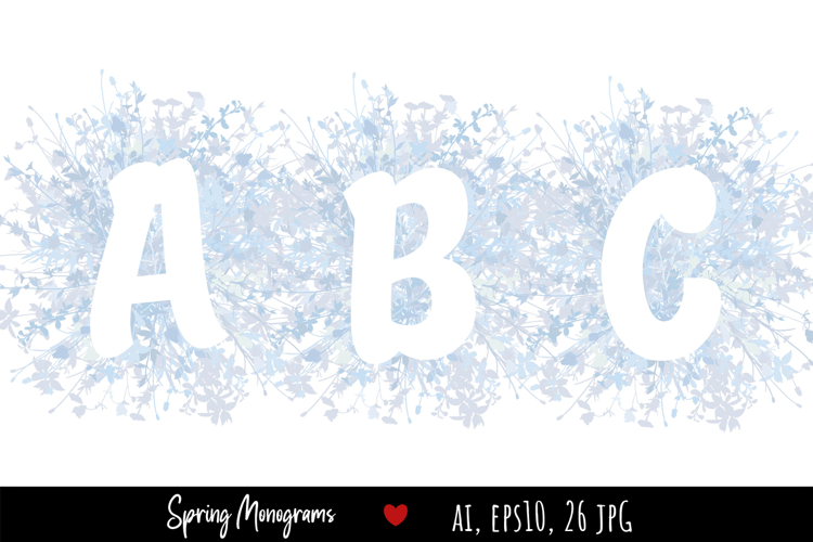 Spring Floral Monograms. Latin Alphabet
