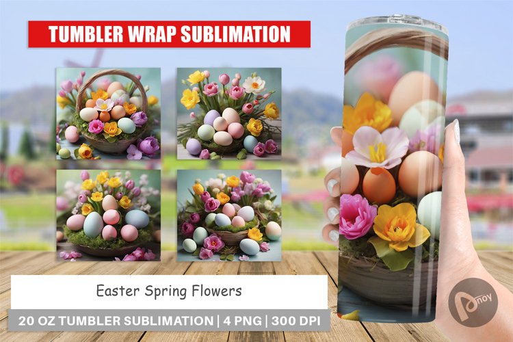 Tumbler Sublimation Wrap Easter Spring Flowers
