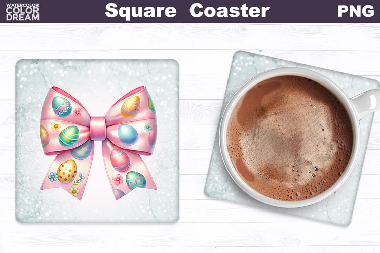 Easter Bow Square Coaster | Easter Eggs Coaster