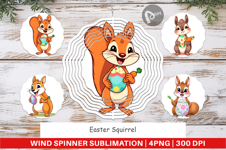 Wind Spinner Easter Squirrel