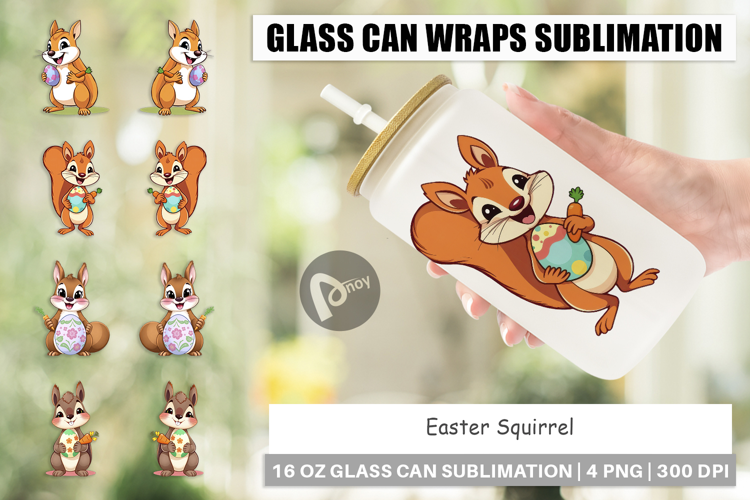 Glass Can Easter Squirrel