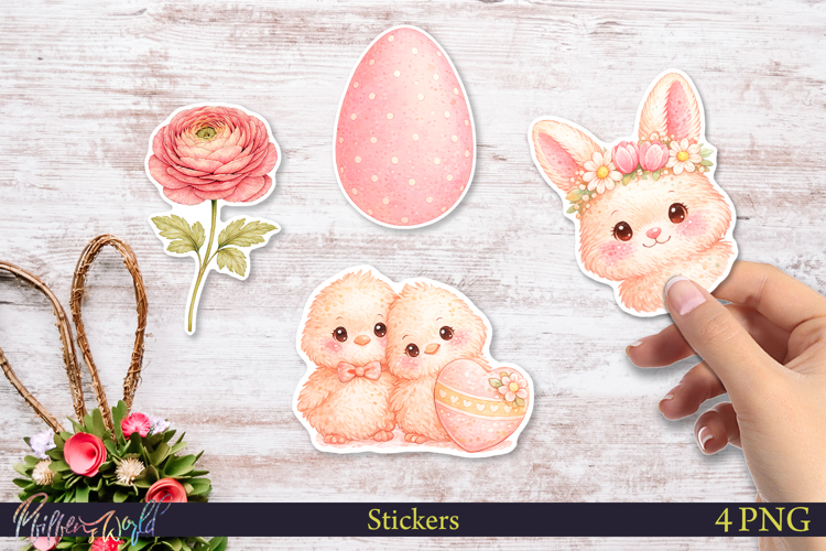 Soft Pastel Easter Stickers | Bunny   Egg Clipart PNG