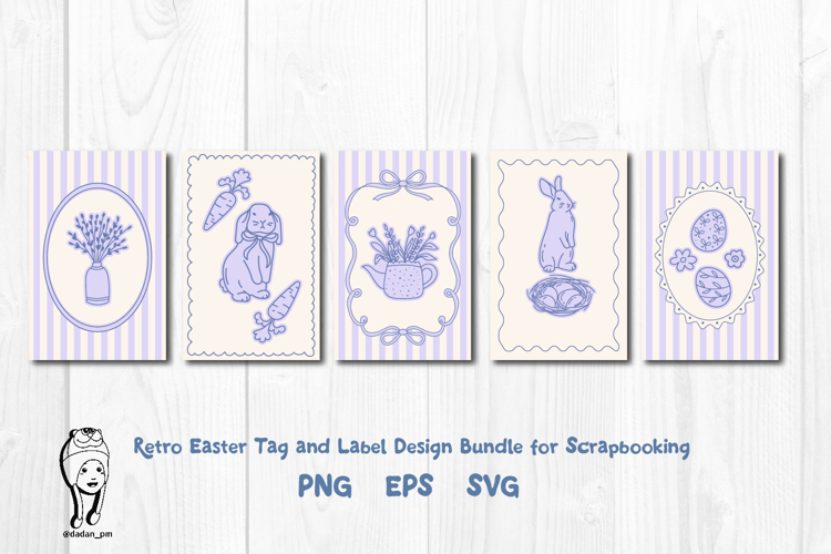 Retro Easter Tag and Label Design Bundle for Scrapbooking