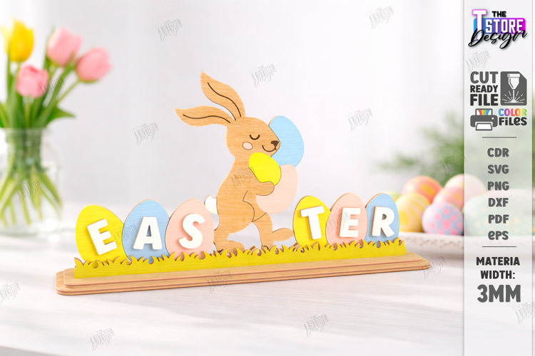 Easter Bunny Shelf Sitter Laser Cut | Layered Easter Stand