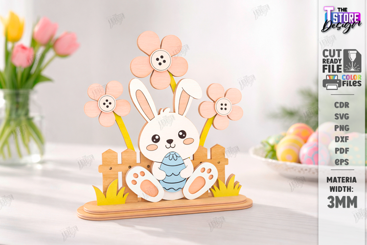 Easter Bunny Shelf Sitter Laser Cut | Layered Easter Stand