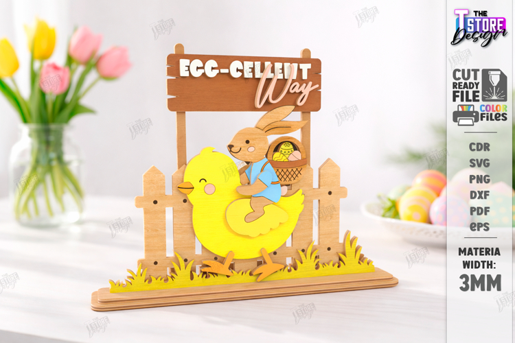 Easter Bunny Shelf Sitter Laser Cut | Layered Easter Stand